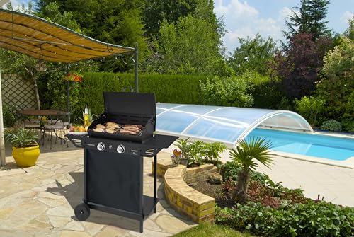 Campingaz Gasgrill Xpert 200 LXD | BBQ Gas-Grillwagen mit 2 aluminisierten Gas-Brennern | Deckel mit Thermometer | 7.1 kW Leistung | Warmhalterost | 2 klappbare Seitentische – Bild 3