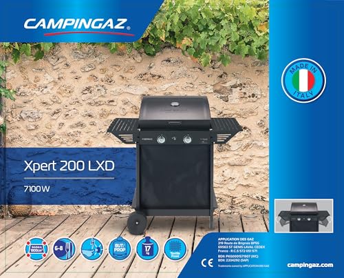 Campingaz Gasgrill Xpert 200 LXD | BBQ Gas-Grillwagen mit 2 aluminisierten Gas-Brennern | Deckel mit Thermometer | 7.1 kW Leistung | Warmhalterost | 2 klappbare Seitentische – Bild 4