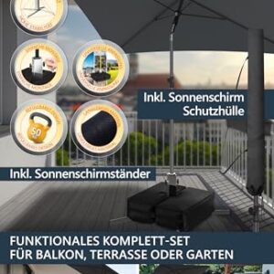 Alternative view of 4smile Sonnenschutz Balkon Set 3-teilig, Anthrazit - Sonnenschirm rechteckig 200x125cm Sonnenschirmständer Schirmhülle - Sonnenschirm Balkon mit Ständer, Balkonschirm knickbar höhenverstellbar