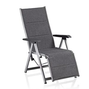 Kettler BasicPlus Padded Relaxsessel, Silber/anthrazit, Alu/Textilene, 0301216-9000, verstellbare Rückenlehne