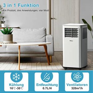 Alternative view of SHINCO Mobile Klimaanlage mit Abluftschlauch, 3-in-1Klimaanlage mit Luftentfeuchter&Ventilator, 7000BTU, 2,05 kW, Mobiles Klimagerät mit Schlafmodus, Timer und Montagematerial, Räume bis 54m³