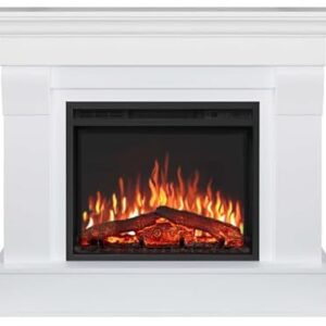 ArtiFlame Elektrokamin Albion AF24, Elektrischer Standkamin mit Heizung 1800 W, realistischer 3D-Flammeneffekt, LED-Beleuchtung, Fernbedienung, Timer, Thermostat, Knistereffekt, MDF (Weiß)