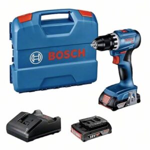 Bosch Professional 18V System Akku Bohrschrauber GSR 18V-45 (Drehzahl 1.900 min⁻¹, inkl. 2x 2.0Ah Akku, Ladegerät GAL 18V-20, L-Case)
