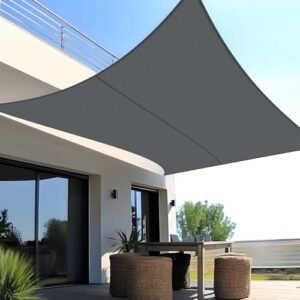 SUNNY GUARD Sonnensegel Wasserdicht 4x6m Rechteckig Sonnenschutz Wetterschutz Segel Baldachin UV Schutz für Balkon Terrasse Garten, Grau Anthrazit