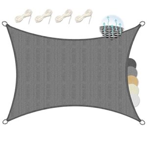 Sol Royal Sonnensegel rechteckig 4x5m Wasserdurchlässig HDPE Atmungsaktiver Balkon Terrasse Segeltuch UV Sonnenschutz Segel Garten Pool Camping Anthrazit – Shade Sails HS9