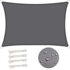 WOLTU Sonnensegel Rechteck 5x7m Grau wasserabweisend Sonnenschutz Polyester Windschutz mit UV Schutz für Garten Terrasse Camping