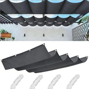 Einziehbare Welle Sonnensegel Nach Maß Wellenmarkise Verstellbar Segeltuch mit Ösen und Kordel Markisenstoff UV-Schutz Sonnenschutz Wasserdicht für Garten Pergola Balkon Terrasse 2x5M Dunkelgrau