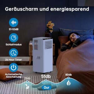 Alternative view of Mobiles Klimagerät 9000 BTU, Portable Klimaanlage, 4-in-1 Klimagerät Mit Luftentfeuchter (45L/Tag), Ventilator (3 Stufen), 24H Timer, LED-Display, Fensterkit, Mobile Klimaanlage für Räume bis 52 m²