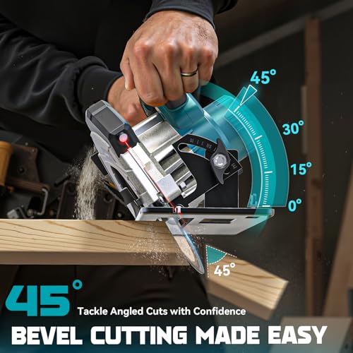 LIVOWALNY Handkreissäge Kompatibel Mit Makita Akku 18v, 66mm Akku-Kreissäge mit Ø165 x Ø20 mm Sägeblatt, werkzeuglose Einstellung bei Schnitttiefe Neigungswinkel (Nur Werkzeug) – Bild 6