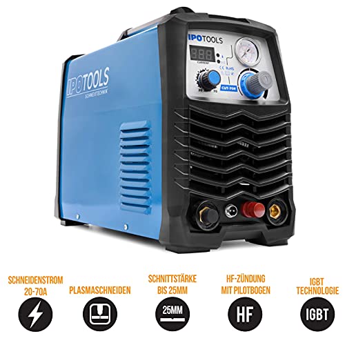 IPOTOOLS CUT-70R Pilot Plasmaschneider mit Pilotzündung - Plasmaschneidgerät 70A bis 25 mm Schneidleistung Inverter Schweißgerät Plasma Cutter IGBT/HF Zündung Pilotbogen / 400V / 7 Jahre Garantie – Bild 5