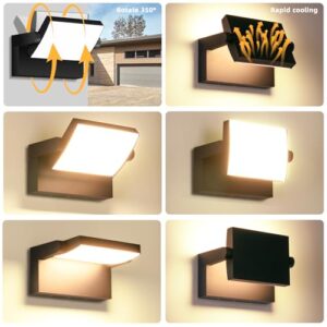 Alternative view of GXXG 3 Stück 40W LED Wandleuchten Aussen/Innen, Wasserdicht IP65 Außenwandleuchten Modern Wandleuchte mit Schwenkbar LED Panel Wandlampe Außen für Garten Eingang, 4000 Lumen, Schwarz, Warmweiß 3000K
