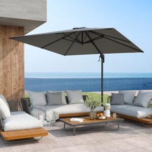 Alternative view of COSTWAY Sonnenschirm 300 x 300 cm, Ampelschirm mit Kurbel, Gartenschirm neigbar, 360° drehbar, großer Terrassenschirm, quadratischer Marktschirm für Garten, Terrasse, Anthrazit