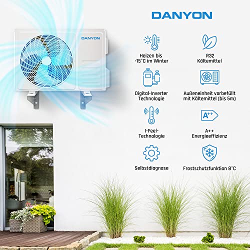Danyon Split Klimaanlage Quick Connect - 12000 BTU (3,4 kW) - Inverter Klimagerät mit Heizfunktion, WiFi und App - bis 55qm - sehr leise - 5m Kupferleitung, Kältemittel R32, Montageset – Bild 9