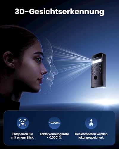 SwitchBot WiFi Smart Lock Ultra mit Keypad Vision Pro – 3D-Gesichts- & Venen-Erkennung, kontaktlose Entsperrung, passend für Europrofil-Zylinder, kompatibel mit Matter, Alexa, Google und IFTTT – Bild 3