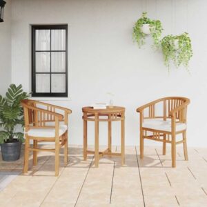 Alternative view of vidaXL Stuhl mit Kissen 2 pcs Braun 63 x 58 x 89 cm Massivholz Teak, Garten- und Terrassenstuhl, rustikaler Sessel aus massivem Teakholz, funktionales Möbelstück zum Entspannen, Holz-Dekor