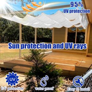 Alternative view of Einziehbares Welle Sonnensegel 2x3m, Verstellbare Pergola Markise mit wasserdichtem & UV-beständigem Segeltuch, Reißfeste Schattenabdeckung Inkl. Befestigungsseilen für Terrasse Pergola,Weiß