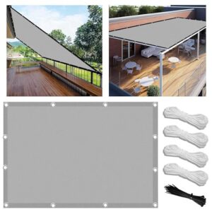 Sonnensegel 3x8m Wasserdicht Rechteckig Multi Farbe und Größe Sonnensegel Balkon UV Schutz Sonnenschutz Markise Mit Ösen Und Kordel für Balkon Terrasse Garten Hellgrau