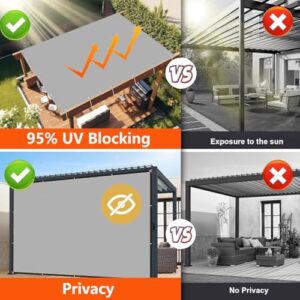 Alternative view of Sonnensegel 3x8m Wasserdicht Rechteckig Multi Farbe und Größe Sonnensegel Balkon UV Schutz Sonnenschutz Markise Mit Ösen Und Kordel für Balkon Terrasse Garten Hellgrau