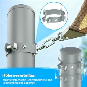 Alternative view of Kaitenv 3,6 m Sonnensegelmast, ⌀60mm 3mm Höhenverstellbar Sonnensegelpfosten, Sonnensegel Mast Pfosten Stange Set für Garten Hinterhof Terrasse Außenbereich, mit D-Ring Klemme, Grau，2 Stück