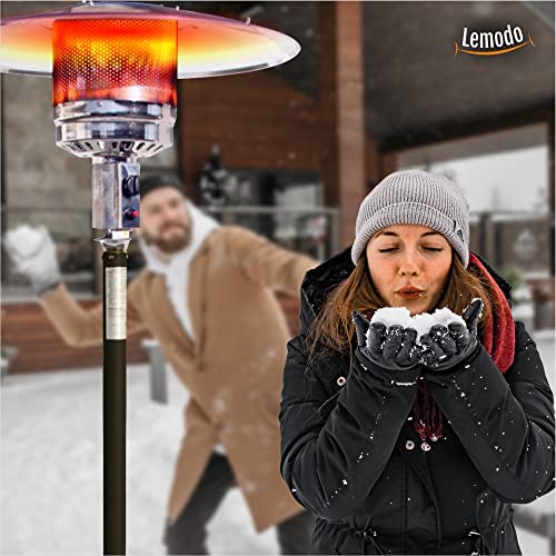 Lemodo Heizpilz 14 kW, Gasheizstrahler mit Piezo-Zündung, stufenlos regulierbar, mit Rädern und Umkippsicherung, für Terrasse, Garten, Sitzgruppen und Außenbereiche, geeignet für Gasflaschen bis 11 kg – Bild 7