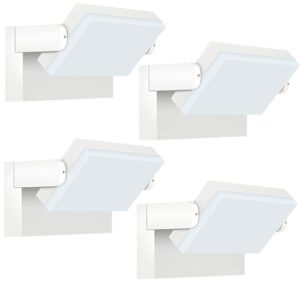 Kingwen 40W LED Wandleuchte Außen Warmweiß 3000K Wandlampe Aussen Schwenkbar Modern LED Aussen Strahler 3000LM Außenlampe mit 360°Schwenkbar Wasserdicht IP65 Außenwandleuchten Weiß 4 Stücke
