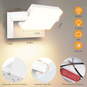 Alternative view of Kingwen 40W LED Wandleuchte Außen Warmweiß 3000K Wandlampe Aussen Schwenkbar Modern LED Aussen Strahler 3000LM Außenlampe mit 360°Schwenkbar Wasserdicht IP65 Außenwandleuchten Weiß 4 Stücke