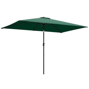 Outsunny Sonnenschirm 300 x 200 cm neigbar Balkonschirm mit Kurbel Schutzhülle, UV Schutz, Rechteckig Gartenschirm windfest stabil Marktschirm Sonnenschutz für Garten Balkon Terrasse Grün