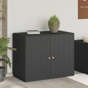 Alternative view of vidaXL Gartenschrank Schwarz 100 x 55,5 x 80 cm Poly Rattan