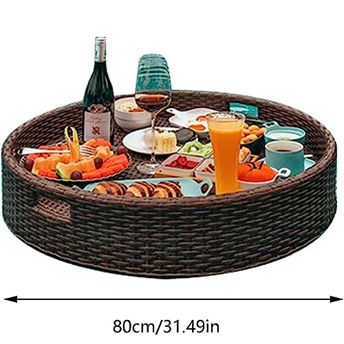 Schwimmender Tabletttisch mit Rattan-Webdesign für Schwimmbäder, Spas und Partys – Bild 2