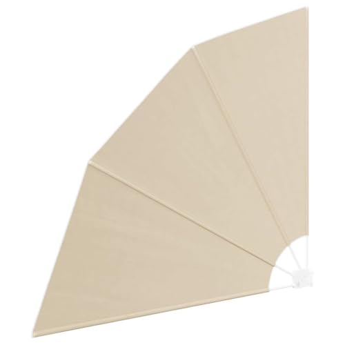 Balkon Sichtschutz Beige 160x160cm, Polyester Fächer-Sonnenschutz für Garten Terrasse Außenbereich, UV-beständiges Schattentuch Markise Sonnensegel, Privatsphäre Windschutz – Bild 2