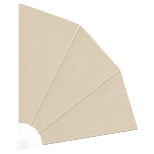 Balkon Sichtschutz Beige 160x160cm, Polyester Fächer-Sonnenschutz für Garten Terrasse Außenbereich, UV-beständiges Schattentuch Markise Sonnensegel, Privatsphäre Windschutz – Bild 3