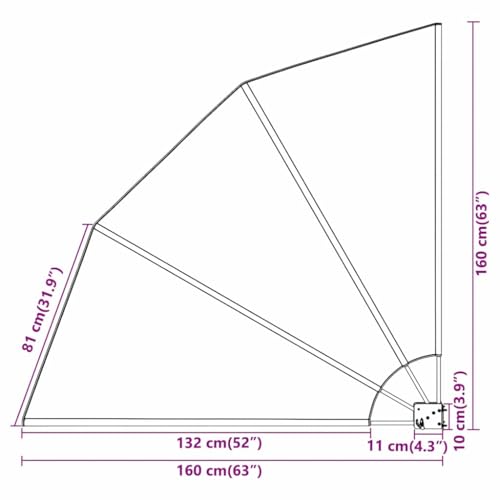 Balkon Sichtschutz Beige 160x160cm, Polyester Fächer-Sonnenschutz für Garten Terrasse Außenbereich, UV-beständiges Schattentuch Markise Sonnensegel, Privatsphäre Windschutz – Bild 8