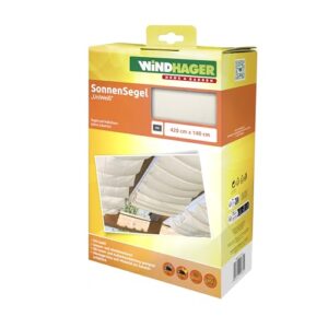 Windhager Sonnensegel Seilspanntechnik, 420 x 140 cm, Weiß, Beschattung von Wintergarten und Terrasse, 10872