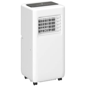 HOMCOM Mobile Klimaanlage 3-in-1 2,6 kw Klimagerät mit Kühlung, Luftentfeuchter, Ventilator, Abluftschlauch, 9000BTU Automatisch Luftkühler mit Fernbedienung, Timer, Kindersicherung, Weiß