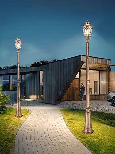SKYGOO Stehleuchten mit hohen Pfosten, Stehlampe für Meerblick im europäischen Stil, wasserdichte Rasenlichter für den Außenbereich, Gartenrasenlicht, Lampion – Bild 2
