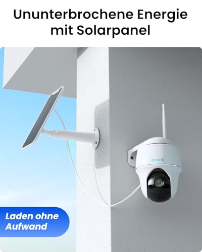 Reolink 4MP Überwachungskamera Aussen Solar mit 355°/140° Schwenkbar, 64GB inklusive, WLAN Kamera Outdoor Akku, Personen-/Fahrzeugerkennung, 2-Wege-Audio, 2.4/5GHz WiFi, Argus PT Plus mit Solarpanel – Bild 4