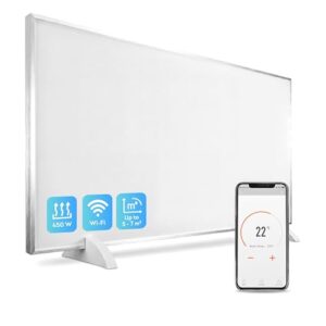 Silvergear® Infrarotheizung Standgerät Smart 450W | Infrarotheizung Energiesparend mit Thermostat | Infrarot Heizung Heizplatte mit Überhitzungsschutz | Infrarotpaneele | 90X50CM | Weiß