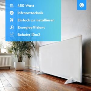 Alternative view of Silvergear® Infrarotheizung Standgerät Smart 450W | Infrarotheizung Energiesparend mit Thermostat | Infrarot Heizung Heizplatte mit Überhitzungsschutz | Infrarotpaneele | 90X50CM | Weiß