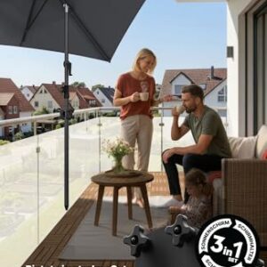 Alternative view of Menz Sonnenschirm Balkon 210x140 cm in Anthrazit – UV 50 rechteckig Sonnenschirm mit Kurbel, höhenverstellbar für Garten und Terrasse, inkl. Sonnenschirmhalter & Sonnenschirmhülle