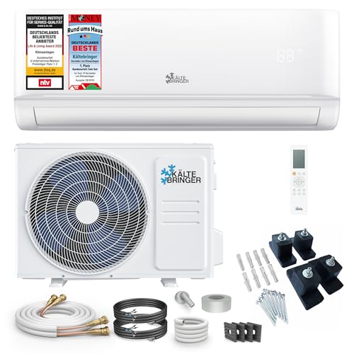 Kältebringer Split Klimaanlage Quick Connect - 12000 BTU (3,5 kW) - Klimagerät mit Heizfunktion, WiFi & App, bis 55qm, sehr leise - 5m Kupferleitung, Kältemittel R32, Montagematerial, Bodenkonsole