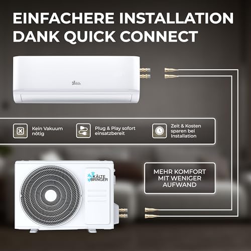 Kältebringer Split Klimaanlage Quick Connect - 12000 BTU (3,5 kW) - Klimagerät mit Heizfunktion, WiFi & App, bis 55qm, sehr leise - 5m Kupferleitung, Kältemittel R32, Montagematerial, Bodenkonsole – Bild 2