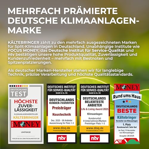 Kältebringer Split Klimaanlage Quick Connect - 12000 BTU (3,5 kW) - Klimagerät mit Heizfunktion, WiFi & App, bis 55qm, sehr leise - 5m Kupferleitung, Kältemittel R32, Montagematerial, Bodenkonsole – Bild 3