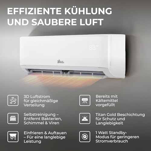 Kältebringer Split Klimaanlage Quick Connect - 12000 BTU (3,5 kW) - Klimagerät mit Heizfunktion, WiFi & App, bis 55qm, sehr leise - 5m Kupferleitung, Kältemittel R32, Montagematerial, Bodenkonsole – Bild 5