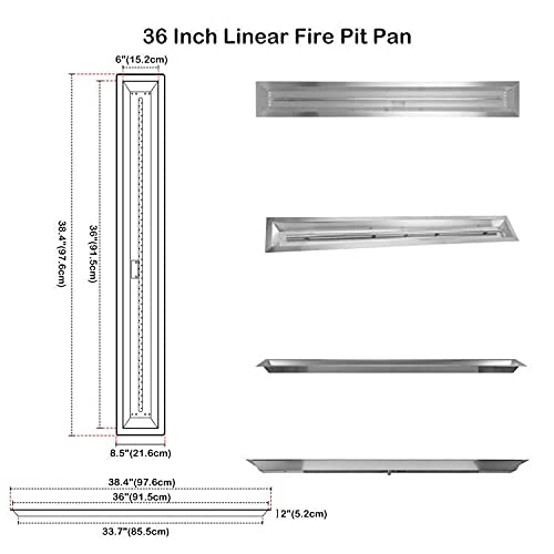Stanbroil 91,4 x 15,2 cm linearer Drop-in-Erdgas-Feuerstelle, Pfannenbrenner mit Funkenzündungsset, 304 Edelstahl, Erdgas-Feuerstelle für den Außenbereich, bewertet bis zu 65.000 BTU – Bild 2