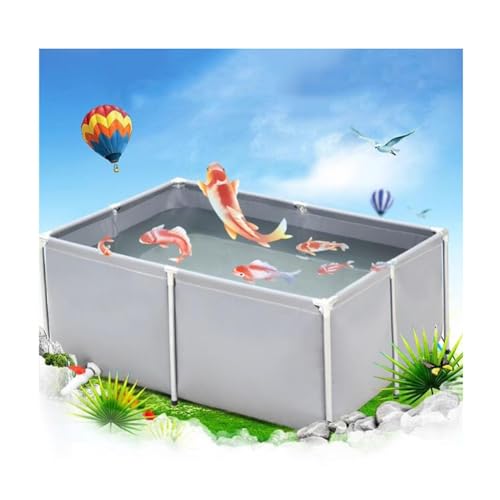 Aufstellpool, Sommerpool aus Segeltuch mit Ablassventil, Faltbarer Außenpool für Familienspaß (Grau, 200 x 100 x 50 cm) – Bild 3