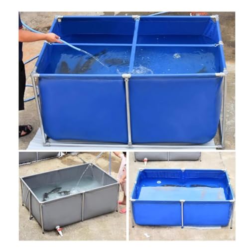 Aufstellpool, Sommerpool aus Segeltuch mit Ablassventil, Faltbarer Außenpool für Familienspaß (Grau, 200 x 100 x 50 cm) – Bild 5