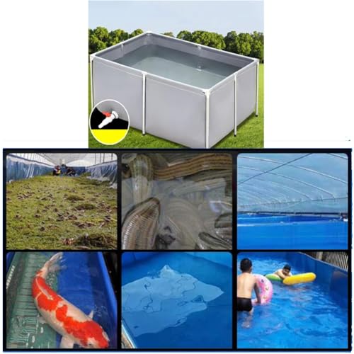 Aufstellpool, Sommerpool aus Segeltuch mit Ablassventil, Faltbarer Außenpool für Familienspaß (Grau, 200 x 100 x 50 cm) – Bild 6