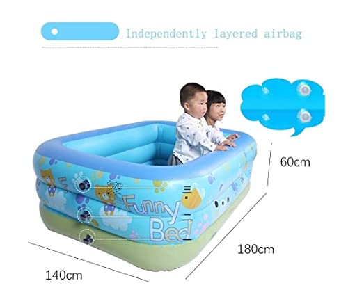 Aufblasbares Schwimmbecken, Aufblasbares Planschbecken mit 3 Ringen, 180 x 140 60 cm, oberirdisches Schwimmbecken, Familien-Lounge-Pool, Sommer-Planschbecken – Bild 2