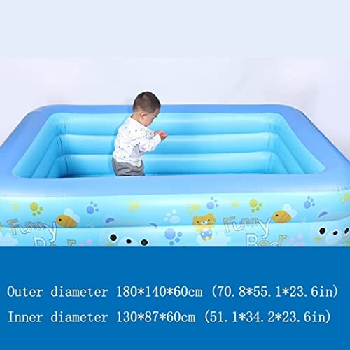 Aufblasbares Schwimmbecken, Aufblasbares Planschbecken mit 3 Ringen, 180 x 140 60 cm, oberirdisches Schwimmbecken, Familien-Lounge-Pool, Sommer-Planschbecken – Bild 4