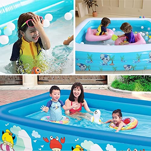 Aufblasbares Schwimmbecken, Aufblasbares Planschbecken mit 3 Ringen, 180 x 140 60 cm, oberirdisches Schwimmbecken, Familien-Lounge-Pool, Sommer-Planschbecken – Bild 7
